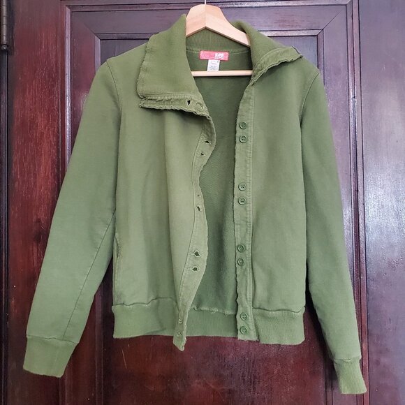 Vintage Urban Outfitters Lux asymmetrical button-up cotton sweatshirt with - Picture 2 of 5